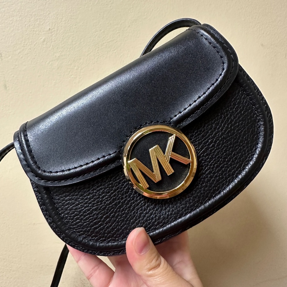 NWT! MK Michael Kors Fulton Leather Small Belt Bag Crossbody In Black 35F9GFTN1J